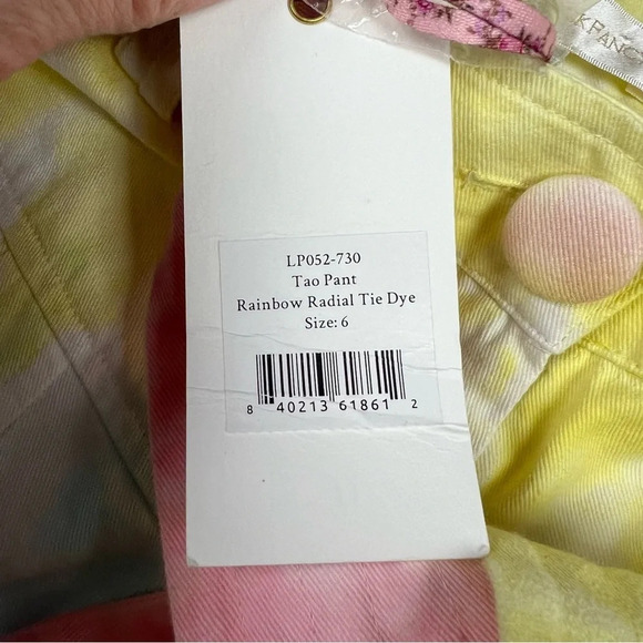 New LOVESHACKFANCY Tao Pant Rainbow Radial Tie Dye NWT Denim Casual Women’s 6 - Picture 9 of 13